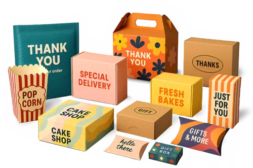 Custom packaging boxes with logo, free design support, sustainable materials, fast delivery across UK